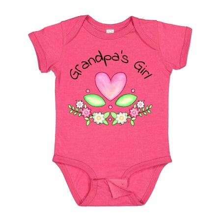 Inktastic Grandpa s Girl- Heart Flowers Gift Baby Girl Bodysuit