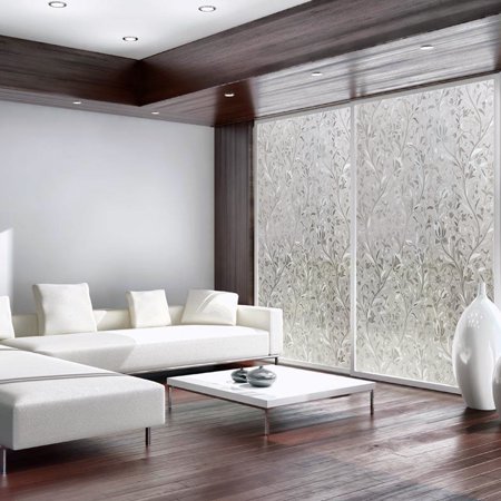 3 Rolls 45x100cm Waterproof Flower Frosted Window Glass Film Sticker Frosted Privacy Window Film Self Static Cling For Home Office Bedroom Bathroom PVC
