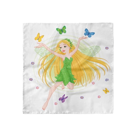 Cartoon Head Scarf, Spring Fairy Butterflies, Head Wrap, 3 Sizes, by Ambesonne