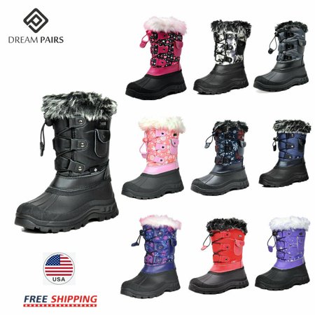 Kids Boys Girls Warm Snow Boots Insulated Waterproof Winter Ski Boot