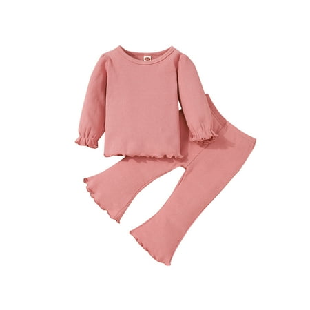 Frobukio 2Pcs Kids Toddler Girls Pants Outfits Long Sleeve Tops Matching Elastic Waist Lettuce Trim Flared Trousers Pink 18-24 Months
Frobukio 2Pcs Kids Toddler Girls Pants Outfits Long Sleeve Tops Matching Elastic Waist Lettuce Trim Flared Trousers Pink 18-24 Months