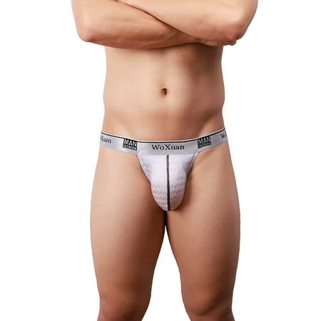 Paptzroi Men s Brushed-Jacquard Thong Underwear Breathable Stretch Sports Thong