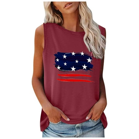 Going Out Tops For Women Women s Fashion Round Neck Independence Day Printing Sleeveless Tops Skinny Fit Street Wear Corset Tops For Women Red XL
Going Out Tops For Women Women s Fashion Round Neck Independence Day Printing Sleeveless Tops Skinny Fit Street Wear Corset Tops For Women Red XL