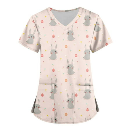 netehipn Womens Scrub Tops Clearance Sale Easter Scrub Tops Bunny & Eggs Graph Tee T-Shirt Cute Short Sleeve Working Uniform Tops Workwear 2025 Pink S
netehipn Womens Scrub Tops Clearance Sale Easter Scrub Tops Bunny & Eggs Graph Tee T-Shirt Cute Short Sleeve Working Uniform Tops Workwear 2025 Pink S