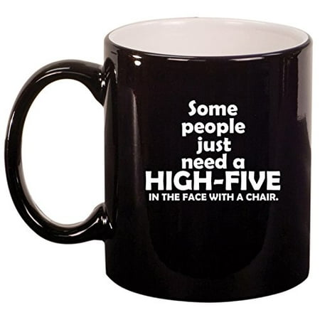Ceramic Coffee Tea Mug Cup People Need High-fives Funny (Black)