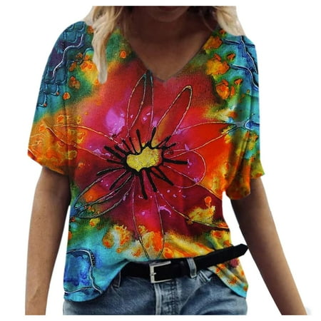 KEJIG Corset Tops For Women Plus Size Women Floral Landscape Print V-Neck Short-Sleeved Top T-Shirt
KEJIG Corset Tops For Women Plus Size Women Floral Landscape Print V-Neck Short-Sleeved Top T-Shirt