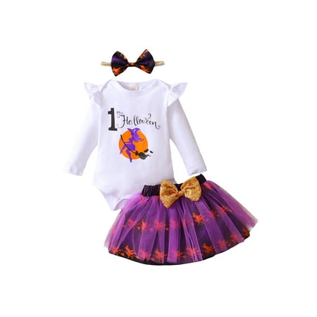 Bebiullo My First Halloween Baby Girl Outfit 3PCS Pumpkin Bodysuit + Tulle Skirt + Bow Headband Clothes Set White 6-12 Months
Bebiullo My First Halloween Baby Girl Outfit 3PCS Pumpkin Bodysuit + Tulle Skirt + Bow Headband Clothes Set White 6-12 Months