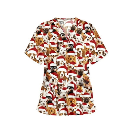 Asashitenel Women Nursing Scrub Tops Healthcare Tunic Uniform Christmas Printed V-Neck Short Sleeve Tops Nurses Work Uniform Blouses with Pockets
Asashitenel Women Nursing Scrub Tops Healthcare Tunic Uniform Christmas Printed V-Neck Short Sleeve Tops Nurses Work Uniform Blouses with Pockets