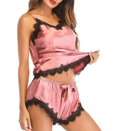 UKAP Summer Women Casual Stain Silk Pajamas Set Sexy Sleeveless Lace Top Shorts Set Lingerie Sleepwear Nightwear Pjs
UKAP Summer Women Casual Stain Silk Pajamas Set Sexy Sleeveless Lace Top Shorts Set Lingerie Sleepwear Nightwear Pjs