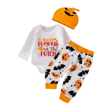 Jkerther Halloween Baby Boy Girl Outfits Newborn Infant Cutest Pumpkin Romper Shirt Pants Hat 3Pcs Clothes Set
Jkerther Halloween Baby Boy Girl Outfits Newborn Infant Cutest Pumpkin Romper Shirt Pants Hat 3Pcs Clothes Set