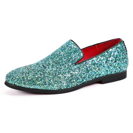 Santimon Men Dress Shoes Glitter Loafers Slip On Casual Wedding Party Formal Shoes Cyan 6.5 US
Santimon Men Dress Shoes Glitter Loafers Slip On Casual Wedding Party Formal Shoes Cyan 6.5 US
