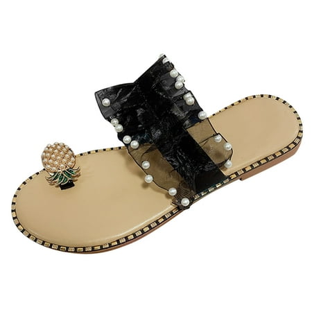 GNEIKDEING Sandals For Women Pearl Casual Slippers Ladies Sandals Pearl Mesh Ruffle Trim Pineapple Decor Toe Ring Design Thong Sandals Gift on Clearance
GNEIKDEING Sandals For Women Pearl Casual Slippers Ladies Sandals Pearl Mesh Ruffle Trim Pineapple Decor Toe Ring Design Thong Sandals Gift on Clearance