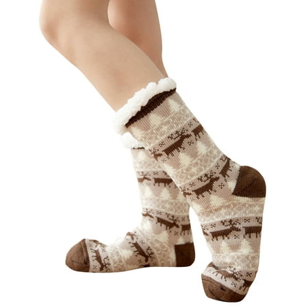Women Christmas Socks Reindeer Patterns Fuzzy Fleece Liner Floor Socks with Anti-Slip Sole
Women Christmas Socks Reindeer Patterns Fuzzy Fleece Liner Floor Socks with Anti-Slip Sole