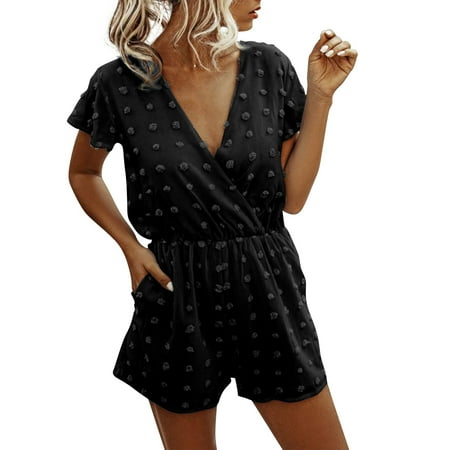 Elegant Jumpsuits for Women Womens V Neck Button Rompers Knot Tie Short Sleeve Loose Playsuit Jumpsuit with Pockets Suit Romper
Elegant Jumpsuits for Women Womens V Neck Button Rompers Knot Tie Short Sleeve Loose Playsuit Jumpsuit with Pockets Suit Romper