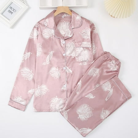 Satin Floral Print Two-piece Set Long Sleeve Tops & Pants Pajama Sets For Valentine‘s Gifts
Satin Floral Print Two-piece Set Long Sleeve Tops & Pants Pajama Sets For Valentine‘s Gifts