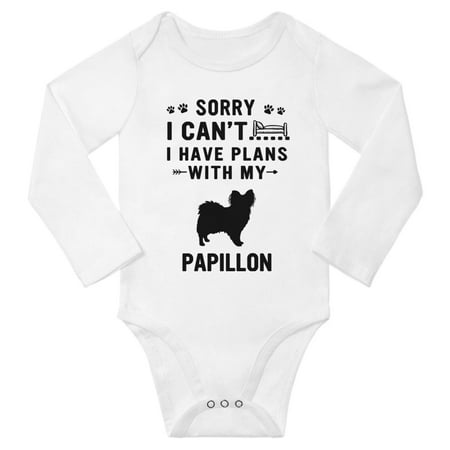 Sorry I Can t I Have Plans With My Papillon Baby Long Sleeve Bodysuit (White 12-18 Months) 
Sorry I Can t I Have Plans With My Papillon Baby Long Sleeve Bodysuit (White 12-18 Months)
