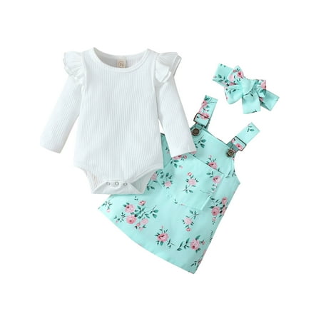 CenturyX Newborn Baby Girls Autumn Outfits Set Long Sleeve Ruffle Ribbed Romper Floral Suspender Skirts Green 3-6 Months
CenturyX Newborn Baby Girls Autumn Outfits Set Long Sleeve Ruffle Ribbed Romper Floral Suspender Skirts Green 3-6 Months