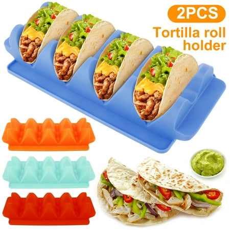 Threns 2Pcs Taco Holder Large Taco Holder Stand with 4 Slots Food Grade Silicone Taco Rack