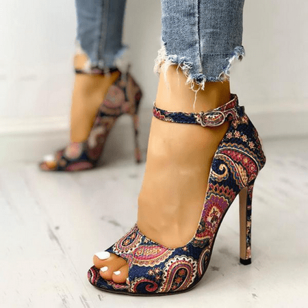 Women‘s Ankle Strap Paisley High Heels Sexy Peep Toe Stiletto Sandals Fashionable Pumps
Women‘s Ankle Strap Paisley High Heels Sexy Peep Toe Stiletto Sandals Fashionable Pumps