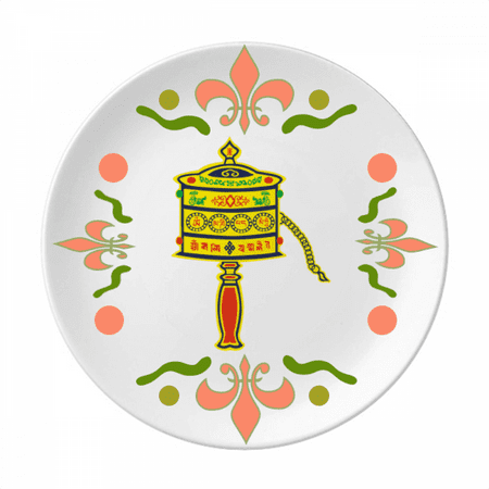 Culture Prayer Wheel Flower Ceramics Plate Tableware Dinner Dish