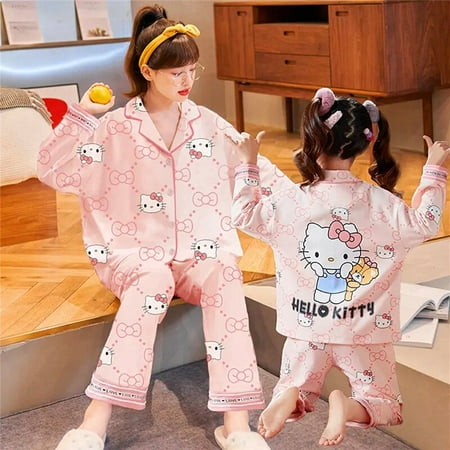 Cotton Children Pajamas Spring and Autumn Girls Cartoon Print Kuromi Hello Kittys Two Piece Set Long Sleeve Long Pant Loungewear
Cotton Children Pajamas Spring and Autumn Girls Cartoon Print Kuromi Hello Kittys Two Piece Set Long Sleeve Long Pant Loungewear