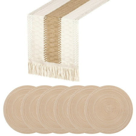 ILIJIJO Table Runners and 15 Inch Round Braided Placemats Set Splicing Cotton Boho Table Runner with Tassels (12 x 110 Inch)
ILIJIJO Table Runners and 15 Inch Round Braided Placemats Set Splicing Cotton Boho Table Runner with Tassels (12 x 110 Inch)