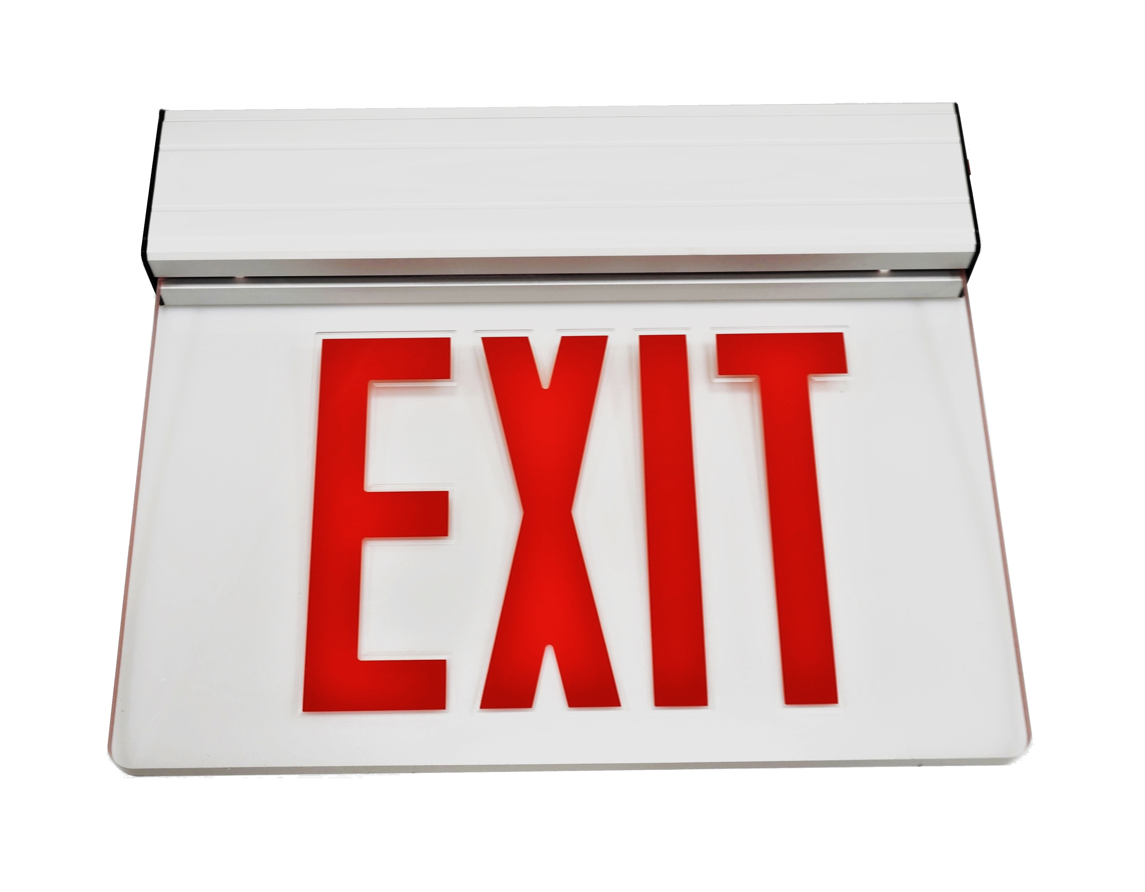 Nicor Lighting Edge Lit Led Emergency Exit Sign Clear With Red