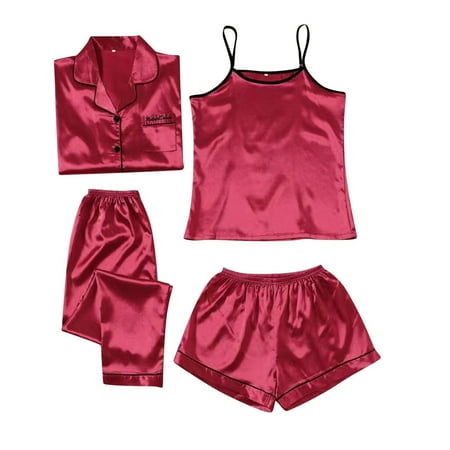 Women s Sleepwear New Solid Ice Silk Pajamas Women s Home Suit Flamingo Print Fashion Slim Pajamas Four Piece Set All Seasons Womens Pajama Sets
Women s Sleepwear New Solid Ice Silk Pajamas Women s Home Suit Flamingo Print Fashion Slim Pajamas Four Piece Set All Seasons Womens Pajama Sets