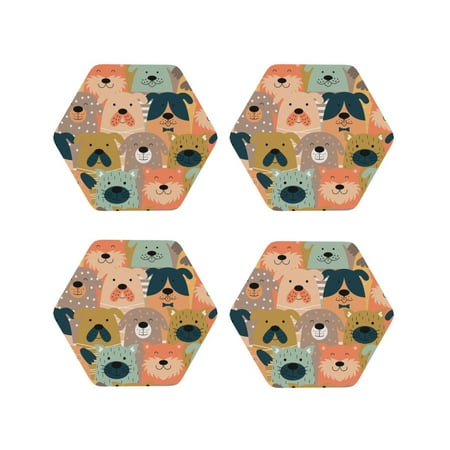 Tideii Colorful Dogs for Leather Coasters 4 Pieces Anti-fouling and Anti-scalding Decorative Coasters Suitable for Restaurants Kitchens Coffee Shops-Hexagon
Tideii Colorful Dogs for Leather Coasters 4 Pieces Anti-fouling and Anti-scalding Decorative Coasters Suitable for Restaurants Kitchens Coffee Shops-Hexagon