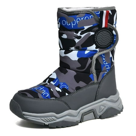 Christmas Winter Kids Leather Round Toe Snow Boots