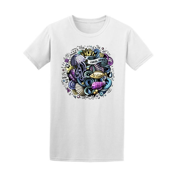Colorful Underwater Sea Doodle Tee Men's -Image by Shutterstock