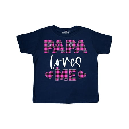 Inktastic My Papa Loves Me Hearts in Pink Plaid Gift Toddler Boy or Toddler Girl T-Shirt