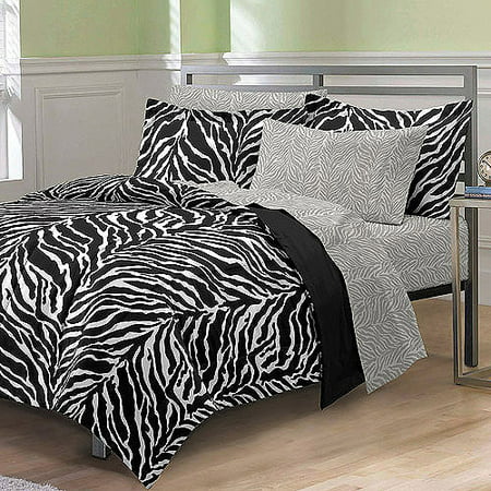 My Room Zebra Complete Bed in a Bag Bedding Set, Black/White
