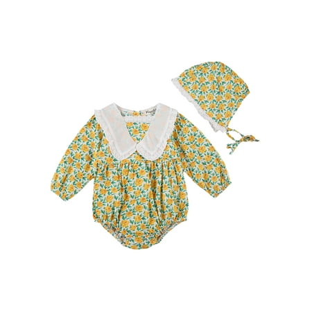 Nokpsedcb 2PCS Newborn Infant Kids Baby Girls Long Sleeve Floral Jumpsuit and Hat Summer Outfits Yellow 18-24 Months
Nokpsedcb 2PCS Newborn Infant Kids Baby Girls Long Sleeve Floral Jumpsuit and Hat Summer Outfits Yellow 18-24 Months