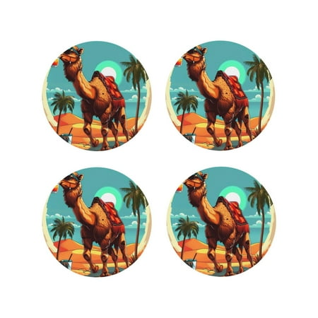Fuzoiu Cool Camel Oasis Vibes Print Leather Coasters Set Drink Coasters Set of 4 for Tabletop Protection Durable PVC Coasters Home Décor and Housewarming Gift-Round Shape
Fuzoiu Cool Camel Oasis Vibes Print Leather Coasters Set Drink Coasters Set of 4 for Tabletop Protection Durable PVC Coasters Home Décor and Housewarming Gift-Round Shape