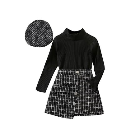 Ma&Baby Toddler Kids Girls Skirt Outfits Knitted Ribbed Mock Neck Long Sleeve Pullover Tops + Plaid Mini Skirts + Beret Hat Set 2-7 T
Ma&Baby Toddler Kids Girls Skirt Outfits Knitted Ribbed Mock Neck Long Sleeve Pullover Tops + Plaid Mini Skirts + Beret Hat Set 2-7 T