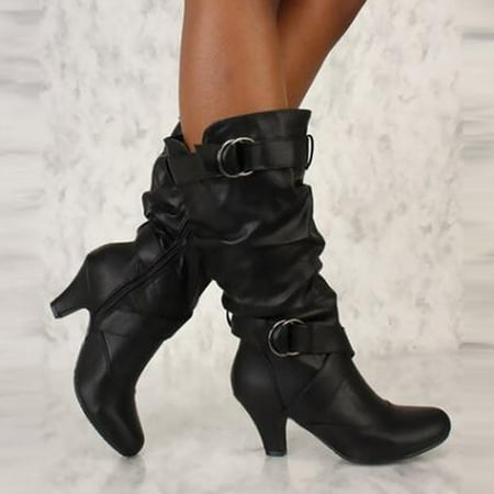 ZMHEGW Boots For Women High Heel Retro Booties Tapered Heel Shoes