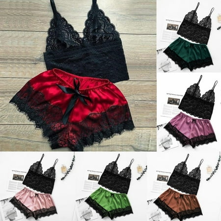 Rong Yun Women Satin Lace V-Neck Camisole Bowknot Shorts Set Sleepwear Pajamas Lingerie(Buy 2 Get 1 Free)
Rong Yun Women Satin Lace V-Neck Camisole Bowknot Shorts Set Sleepwear Pajamas Lingerie(Buy 2 Get 1 Free)