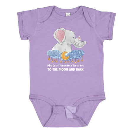 Inktastic My Great Grandma Loves Me to the Moon and Back Elephant Gift Baby Boy or Baby Girl Bodysuit
Inktastic My Great Grandma Loves Me to the Moon and Back Elephant Gift Baby Boy or Baby Girl Bodysuit