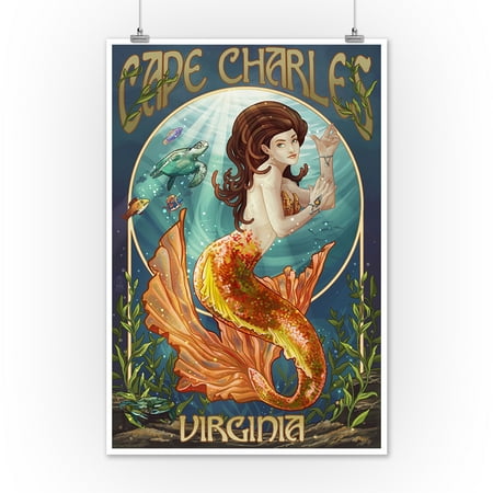 Cape Charles, Virginia - Mermaid - Lantern Press Poster (12x18 Art Print, Wall Decor Travel Poster)
