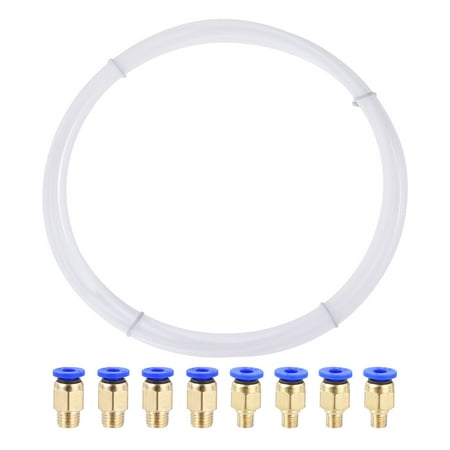 Uxcell Pneumatic PTFE Air Tubing Ki 4mm OD 4M White with M6 M8 Fittings