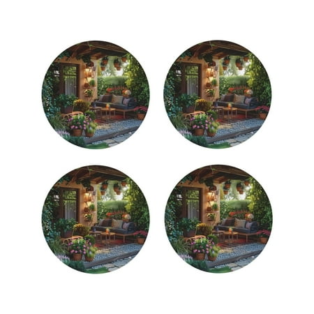 Drink Coasters Set of 4 Charming Garden Patio Leather Coasters for Coffee Table Protector Heat Resistant Cute Coasters for Home Decor Housewarming Gifts Bar Kitchen 4 Inch Round Shape
Drink Coasters Set of 4 Charming Garden Patio Leather Coasters for Coffee Table Protector Heat Resistant Cute Coasters for Home Decor Housewarming Gifts Bar Kitchen 4 Inch Round Shape