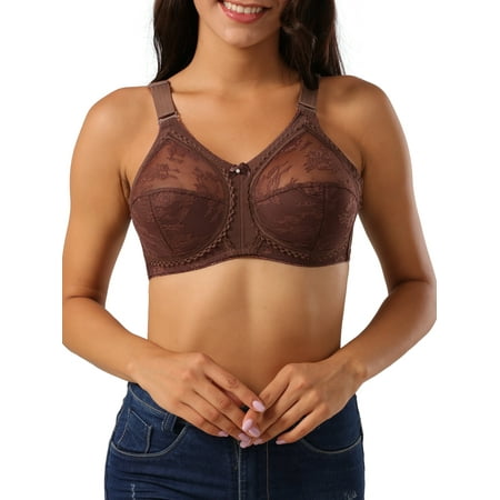 Walmeck Women Plus Size Bra Full Coverage Wirefree Comfort Lace Bralettes