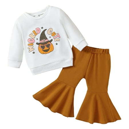 Sweat Suits For Girls 2 Piece Toddler Girls Long Sleeve Cartoon Pumpkin Prints Tops Bell Bottoms Pants Two Piece Casual Outfits Set For Kids Clothes Girl Clothes Fall White 2-3 Years
Sweat Suits For Girls 2 Piece Toddler Girls Long Sleeve Cartoon Pumpkin Prints Tops Bell Bottoms Pants Two Piece Casual Outfits Set For Kids Clothes Girl Clothes Fall White 2-3 Years