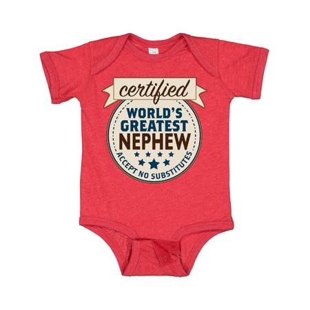 Inktastic Certified World s Greatest Nephew Accept No Substitutes Gift Baby Boy Bodysuit
Inktastic Certified World s Greatest Nephew Accept No Substitutes Gift Baby Boy Bodysuit
