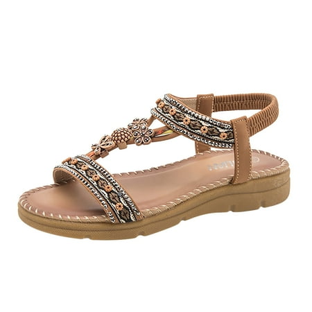 Sandals for Women Women s Outdoor Summer Elastic Band Flowers Flat Beach Open Toe Breathable Sandals Shoes PU Brown 37
Sandals for Women Women s Outdoor Summer Elastic Band Flowers Flat Beach Open Toe Breathable Sandals Shoes PU Brown 37