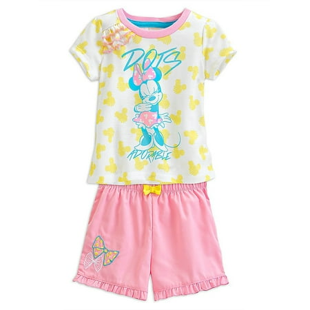 

Disney Store Girls Minnie Mouse Dots Adorable Pajama Short Sleep Set Multi-Color Size 2