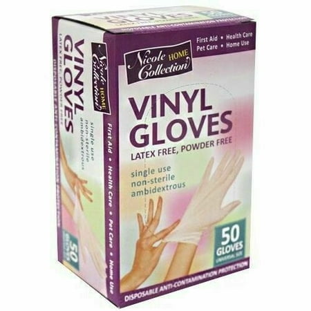 All in One Size 50 PCS Vinyl Gloves Clear Latex & Powder Free Gloves (PACK OF 12)