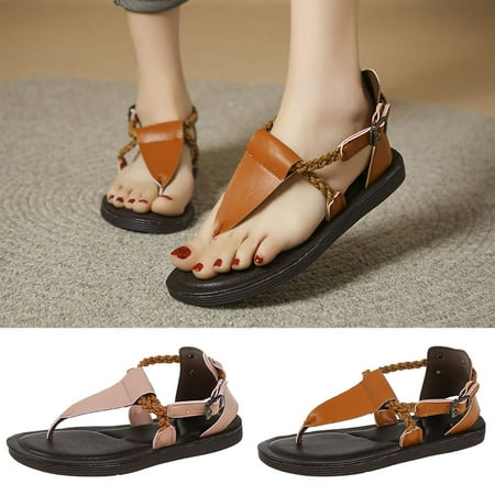 Cethrio Womens Summer Flats Sandals- Flat Beach Roman Boho Wide Width on Clearance Brown Dressy Sandals/ Slides Size 4.5
Cethrio Womens Summer Flats Sandals- Flat Beach Roman Boho Wide Width on Clearance Brown Dressy Sandals/ Slides Size 4.5