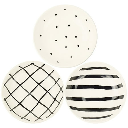 

3pcs Geometric Pattern Seasoning Plate Round Ceramic Plate Dinner Plate Sauce Nuts Fruit Tray Party Snack Dishes Plate (Three patterns)